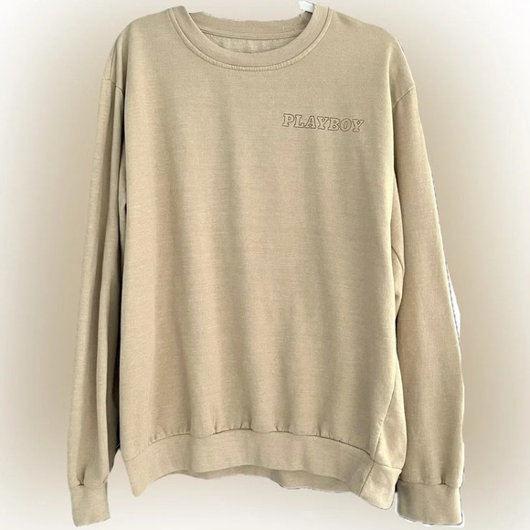 NWT Playboy Crewneck Sweatshirt Beige Khaki Color Size XL - Picture 1 of 8